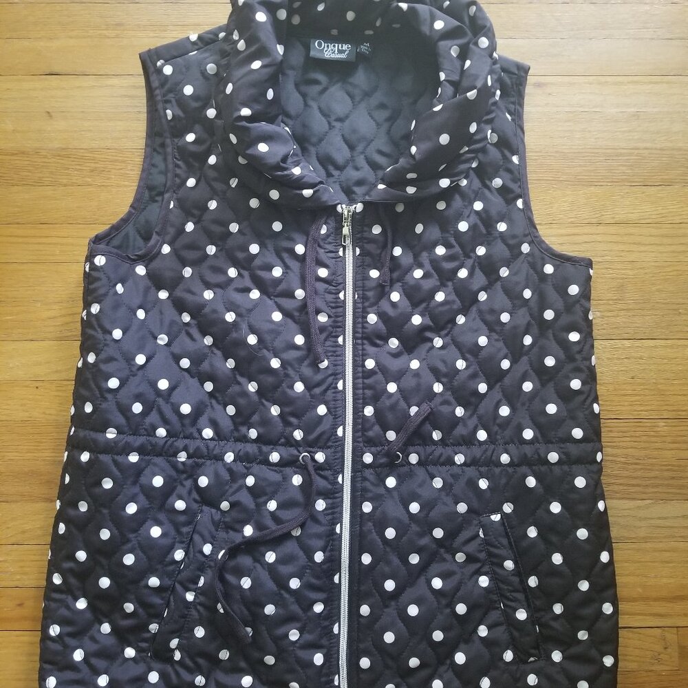 Onque Women's Quilted Polkadot Vest Size M